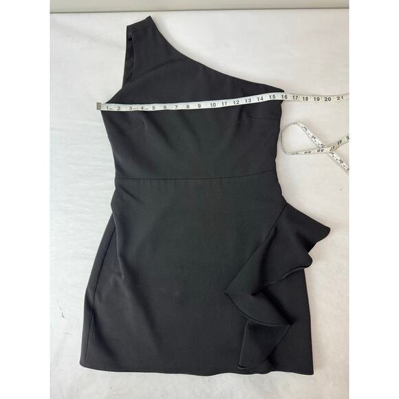 Lovers and Friends Black One Shoulder Ruffle Mini Dress Elegant Cocktail Small - Picture 5 of 10